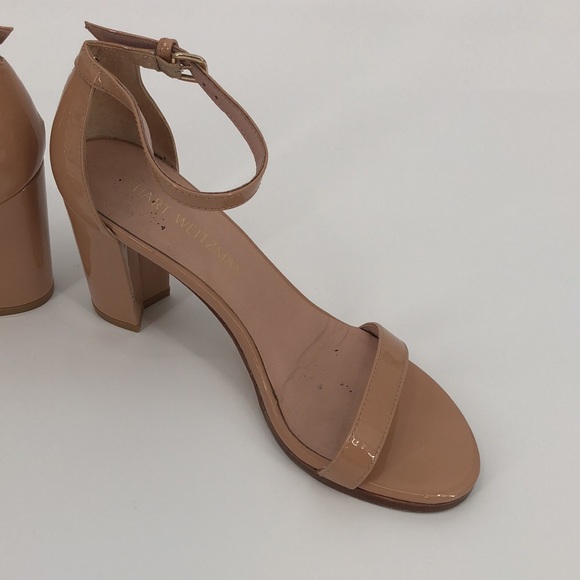 Stuart Weitzman Nudistsong High Heel Sandals - Adobe Patent Leather - Size 7.5 - Picture 9 of 14